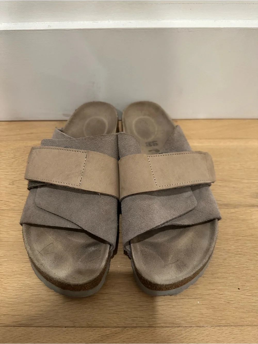 Birkenstock Kyoto Gray Taupe Suede Leather Size 40